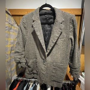 Zara Woman Brown/Black Plaid, Cinched Sleeves w/button front, Women's Large